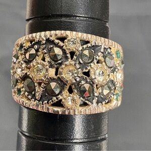 Beautiful Sterling And Marcasite Ring 6.5